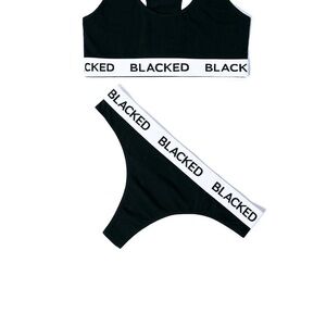 Blacked Black Logo Elastic Bikini Set